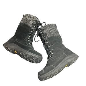 UGG ATLASON FRILL Metallic TOSCANA Boots Black‎ Suede Winter Vibram Size 8